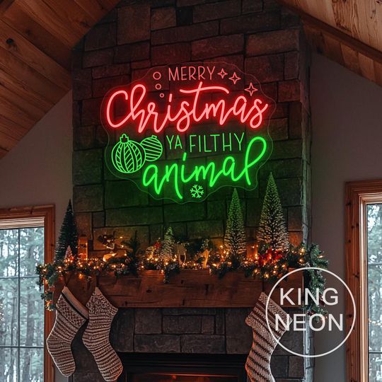 Discover Merry Christmas Ya Filthy Animal Neon Sign, Christmas LED Neon Light Sign For Home Holiday Party Wall Decor, Christmas Gift,Xmas Gift