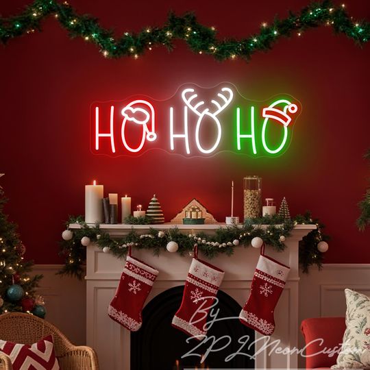 Discover Ho Ho Ho Neon Sign  Christmas Hat LED Neon Light Christmas Decor Home Shop Holiday Wall Decor Christmas Gifts Winter Neon Sign