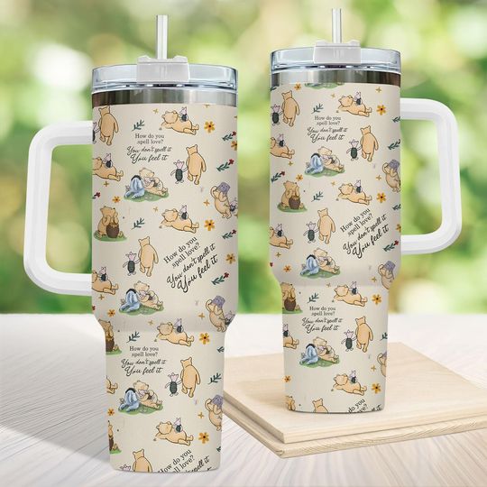 Discover Winnie The Pooh 40oz Tumbler, Pooh And Friends Stainless Steel Tumbler, Pooh And Piglet Drinkware Tumbler, Disneyland Trip Tumbler Cup