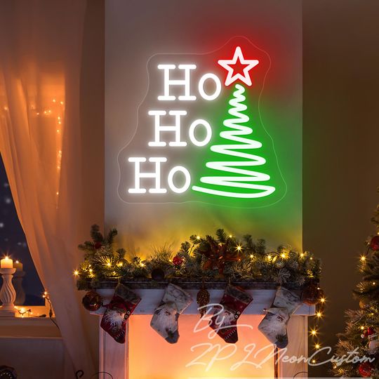 Discover Ho Ho Ho Neon Sign Merry Christmas Tree Led Neon Light Bedroom Wall Decor Christmas Party Decor Christmas Gifts Winter Decorations