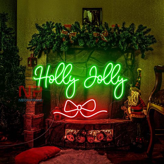 Discover Holly Jolly Neon Sign, Merry Christmas Neon Sign, Holly Jolly Decor Sign, Christmas Gift, Holiday Decor, Christmas Decor