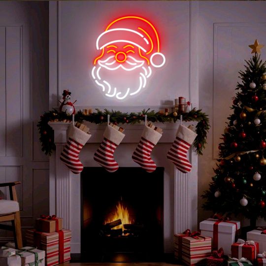Discover Santa Claus Christmas Neon Sign,Xmas LED Neon Lights for Wall Decor,Bedroom,Kids Room,Cafe,Party,Bar,Holiday Decoration Lamp,Gifts for Kid's