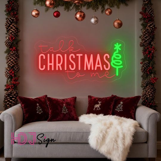 Discover Talk Christmas To Me Neon Sign,Christmas LED Neon Sign,Holiday Home Decor,Bar Shop Store Party Wall Decor,Merry Christmas Gifts