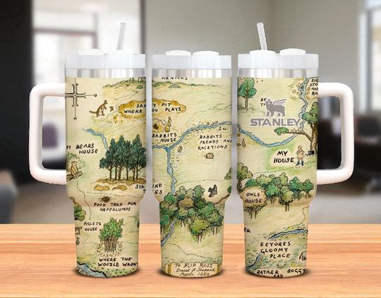 Discover Winnie the Pooh Map Tumbler 40oz - Classic Stainless Steel Cup