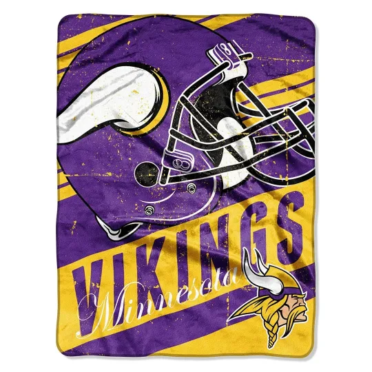 Discover Minnesota Football Vikings Deep Slant Micro Raschel Solf Throw Blanket