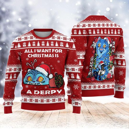 Blue Tiger Christmas Ugly Sweater, Derpy Tiger Xmas Sweater, Blue Tiger Santa Holiday Sweater, Xmas Gift