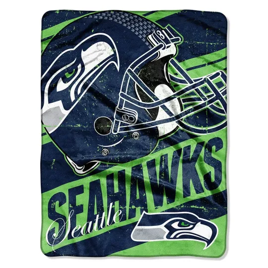 Seattle Football Seahawks Deep Slant Micro Raschel Solf Throw Blanket