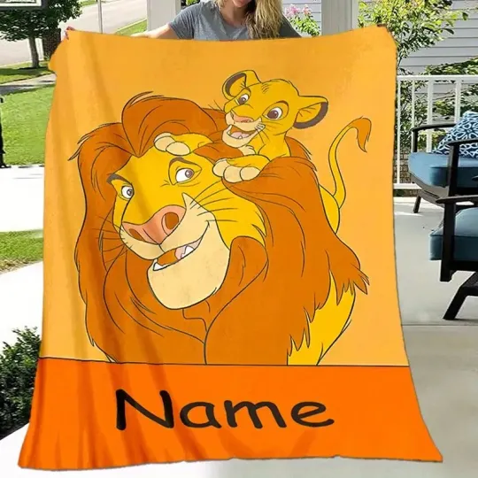 Personalized The Lion King Simba and Mufasa Fleece Blanket