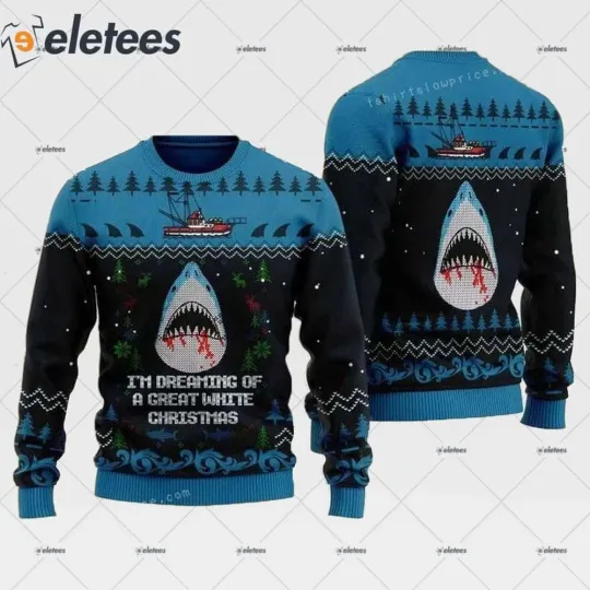 I'm Dreaming Of A Great White Christmas Shark Ugly Sweater Q2ZEQ5EQ
