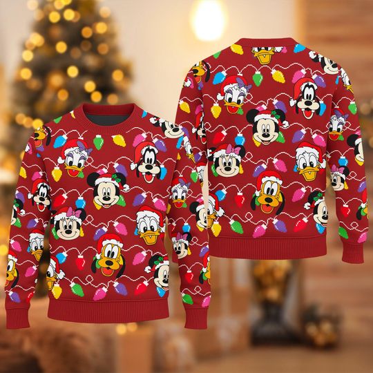 Discover Disney Mickey and Friends Christmas Family Silly Xmas Leds Ugly Christmas Sweater, Disney Ugly Sweater, Disney Christmas Family Party