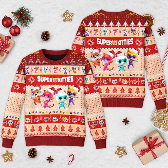 Discover Disney Superkitties 3D Ugly Sweater, Bitsy Ginny Sparks Buddy Christmas Sweater, Xmas Sweatshirt, Christmas Party Gift For Men Women Kid