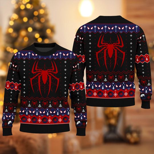 Discover Disney Spiderman Ugly Christmas Sweater, Marvel Xmas Sweatshirt, Christmas Gift For Men Women Kid, Spiderman Superhero Xmas Sweater