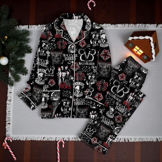 Discover Black Veil Brides Rock N Roll Christmas Pajamas Set | Holiday Sleepwear | Xmas Outfit | Rock Band Gift for Fans