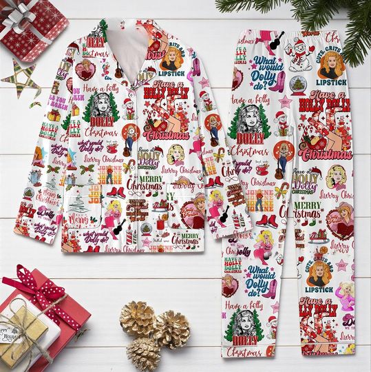 Discover Dolly Parton Have A Merry Christmas  What Would Dolly Do Pajamas Set | Country Holiday Sleepwear | Christmas Gift for Dolly Fans