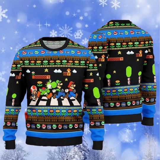 Discover Christmas Gift, Mario Ugly Christmas Sweater, Super Mario Ugly Sweater, Video Game Christmas Sweater, Funny Christmas Sweater