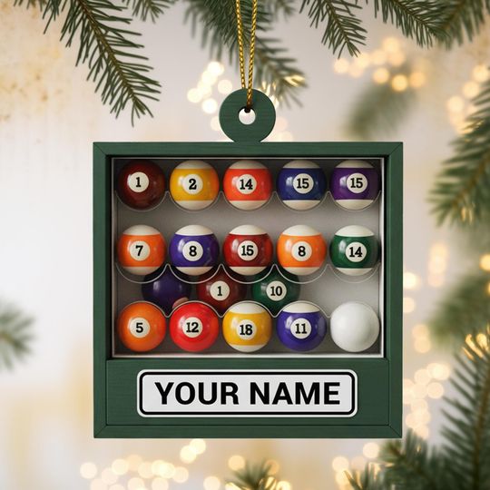 Discover Billiards Pool Balls Christmas Ornament, Christmas Tree Hanging Decor, Gift for Pool Players