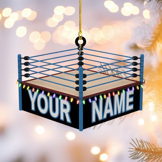 Discover Personalized Boxing Ring Ornament, Custom Name Sports Christmas Decor, Gift for Boxers, Wrestlers, and MMA Fans