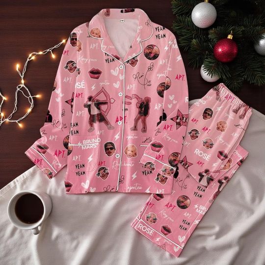 Discover Bruno Mars Apt With Rose Christmas Pajamas Set | Holiday Sleepwear | Xmas Gift for Music Lovers