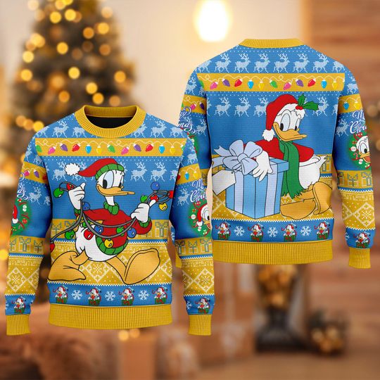 Discover Donald Duck Ugly Christmas Sweater, Mickey Mouse Movie Xmas Sweatshirt, Donald Duck Character Christmas Gift For Men Women Kid