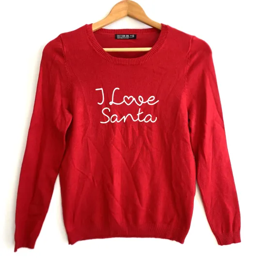Discover COTTON ON Red I LOVE SANTA Ugly Christmas Sweater Holiday