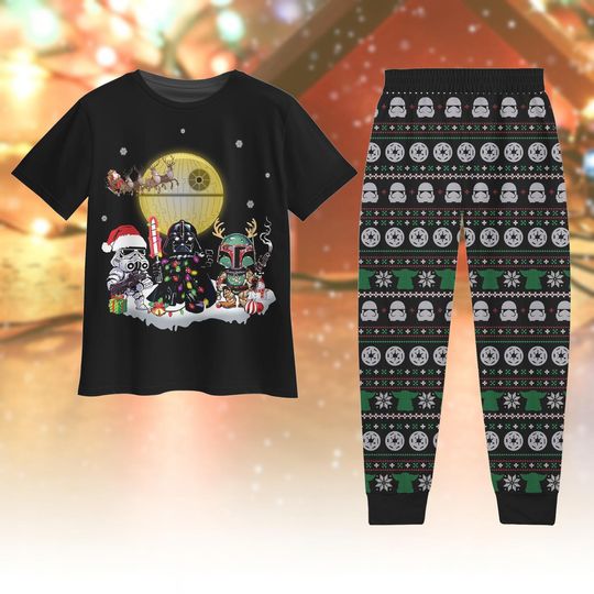Discover Christmas Star Wars Tshirt Pants, Darth Vader Stormtrooper Boba Fett Holiday Pajamas, Winter Pajamas, Disney Xmas Pjs, Christmas Party