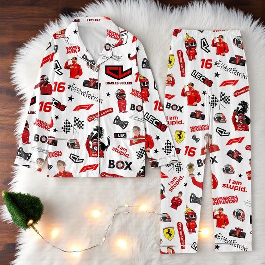Discover Charles Leclerc Essere Ferrari Pajamas Set | F1 Sleepwear for Racing Fans | Ferrari Christmas Gift