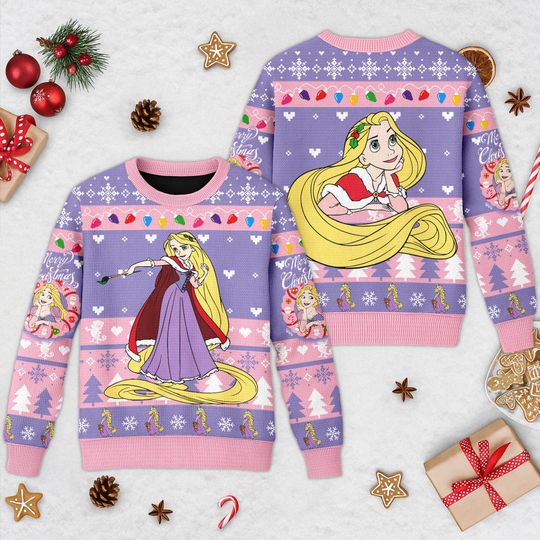 Discover Disney Rapunzel Princess Ugly Christmas Sweater, Tangled Movie Xmas Sweatshirt, Rapunzel Princess Christmas Gift For Men Women Kid