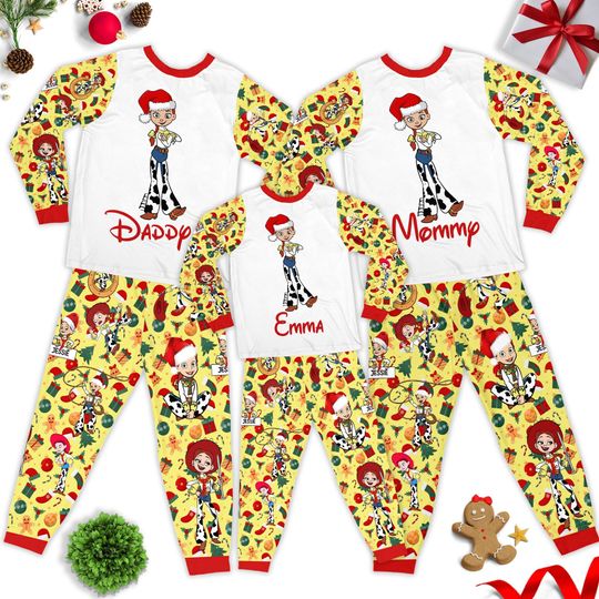 Custom Jessie Toy Story Christmas Pajamas, Toy Story Christmas Family Matching Pajama Set, Cartoon Xmas Party Pyjamas, Magic Kingdom Shirt