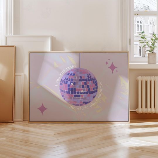 Taylorr Swifttts Wall Art Horizontal Wall Art Print Trendy Landscape Poster Art Trendy Wall Art Mirrorball Poster Prints Purple Disco Ball