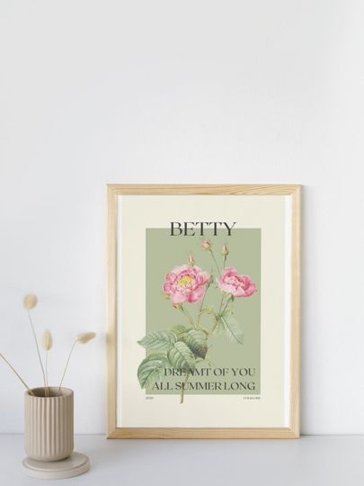 Discover Betty Folklore Poster, Betty Lyrics TaylorSwift Poster, TaylorSwift Decor, Taylor Folklore Print, Cottagecore Wall Art, Taylor Gallery Wall