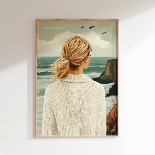 Discover Vintage Coastal Art Print: August Swift Print Decor (Digital Download) Taylor To Live For the Hope Of It All, Salt Air Print, Cardigan Print