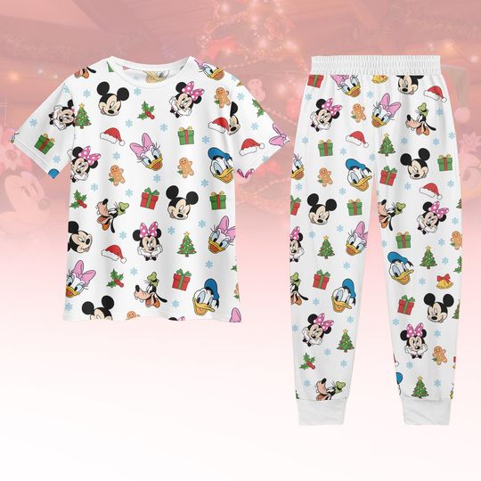 Discover Mickey Friends Christmas Pajamas, Minnie Pluto Daisy Donald Xmas Pajamas, Disneyworld Women Pajamas, Xmas Gift