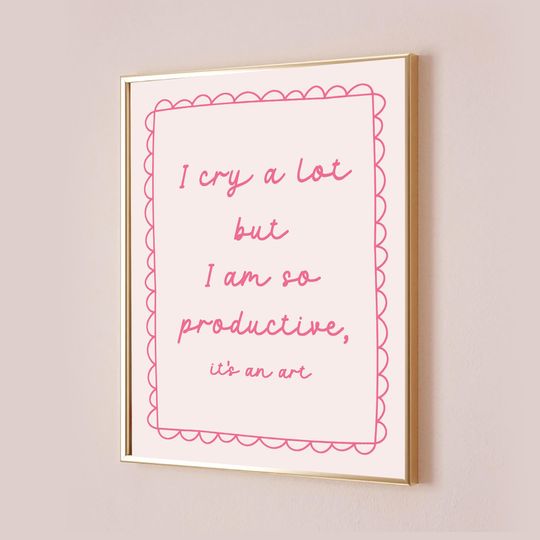 Discover I Cry A Lot But I Am So Productive Decor Taylor Poster Quote Lyric Print Subtle Office Home Room Wall Art Pink Bedroom Digital Printable