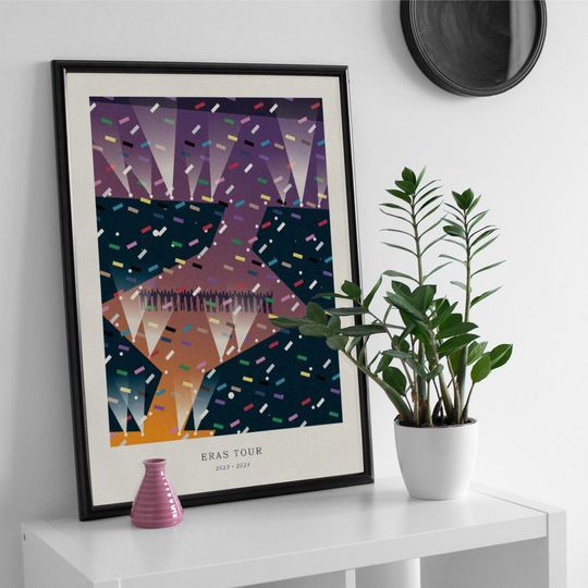 Discover TaylorSwift Digital Art Poster | Eras Tour Confetti Stage | Gifts for Swift fans Wall Decor Downloadable Graphic Dorm Room Art