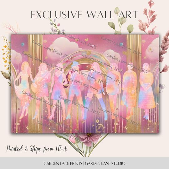 Discover Taylor Inspired Watercolor Poster: Pink Music Art for Girls Room