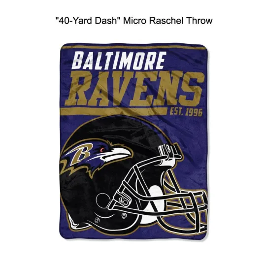 Discover football Baltimore Ravens 40-Yard Dash Micro Raschel Throw Blanket 40" x 60"