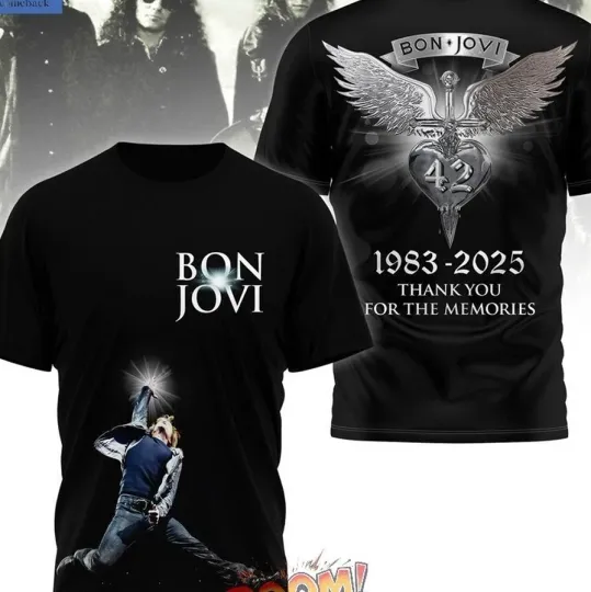 Discover Bon Jovi 1983-2025 Thank You 3D T-Shirt