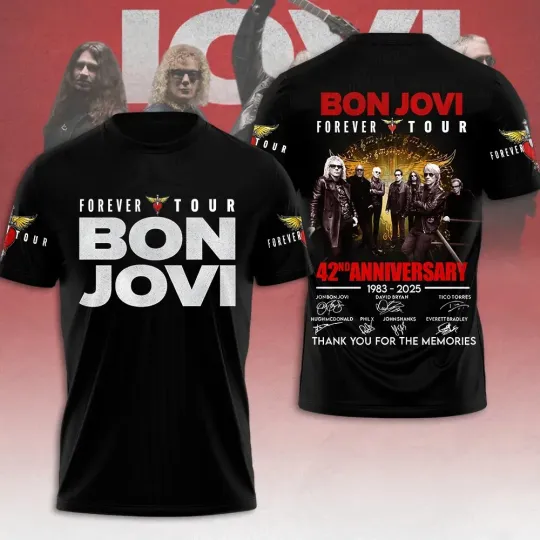 Discover Bon Jovi 3D Forever Tour 2025 T-Shirt