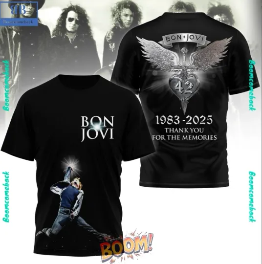Discover Bon Jovi 1983-2025 Thank You 3D T-Shirt