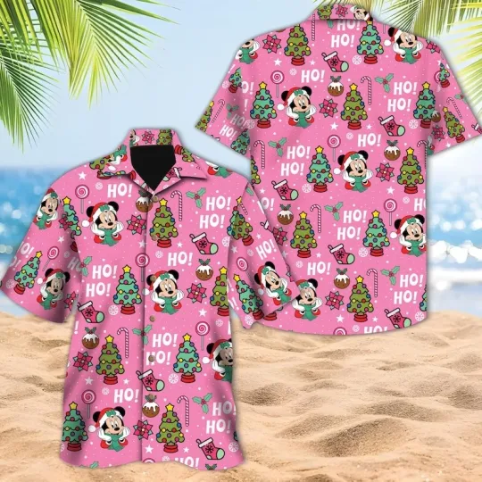 Discover Cute Minnie Mouse Hohoho Santa Is Coming To Town Christmas Hawaiian Shirt