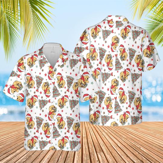 Discover Winnie The Pooh Christmas Tree Hawaii Shirt, Pooh Xmas Button Up Shirt, Winnie The Pooh Santa Hawaiian Shirt, Magic Kingdom Shirt