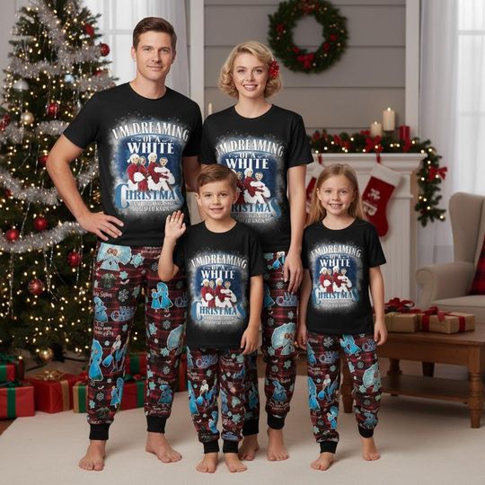 Discover White Christmas T-shirt Pants Set Vintage Pajamas Set Holiday Xmas Gift