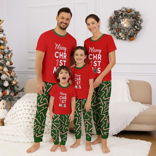 Discover Merry Christmas Family Pajamas, Candy Cane Matching Shirt, Cute Holiday Sleepwear, Cozy Xmas Outfit, Christmas Gift for Kid Adult