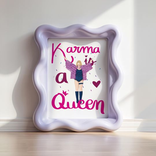 Discover Karma is a Queen Taylorr Swifts Lyrics Poster: taylor version Wall Art (Digital Download) Trendy Modern Bedroom Decor
