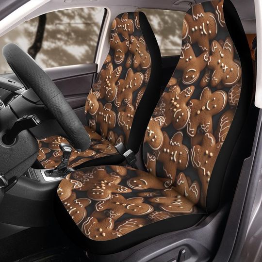 Discover Christmas Gingerbread Man Front Car Seat Cover for Front Bucket Seats  Universal Fit