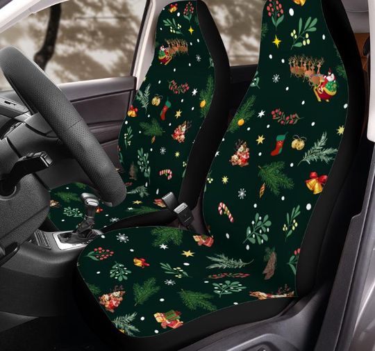 Discover Christmas Car Seat Covers & Car Steering Wheel Cover Drive with Holiday Spirit in Festive Christmas Patterned Car Accessories