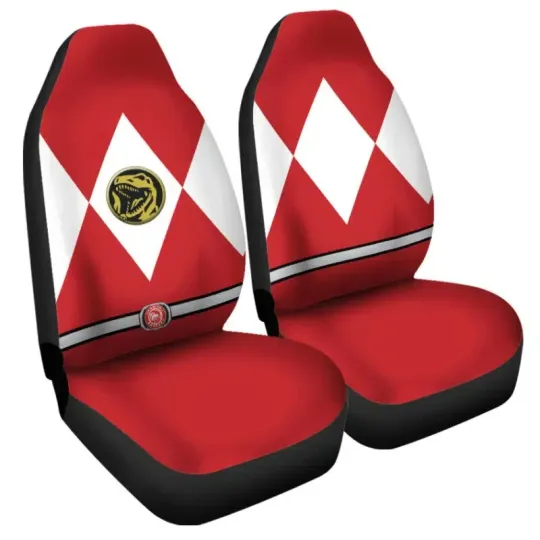 Discover Red Ranger Mighty Morphin Car Seat Cover Set of 2, Halloween Car Seat Cover