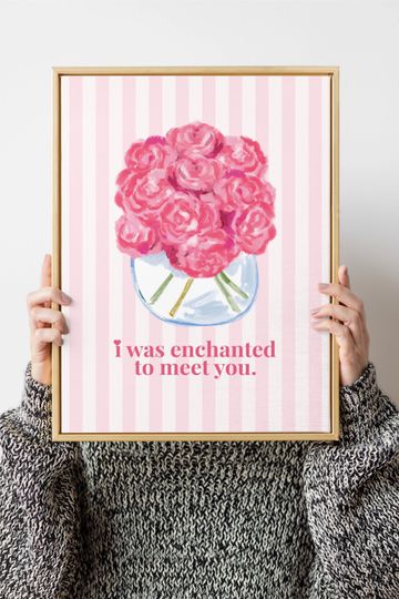 Discover Taylor Print Enchanted to Meet You Poster, Girly College Dorm Pink Decor Trendy Wall Art
