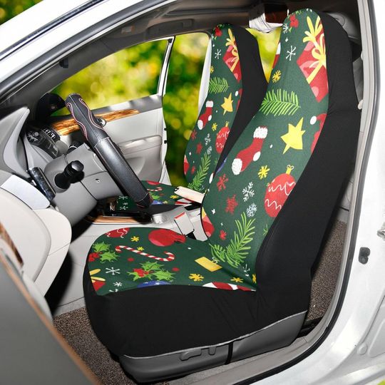 Discover Merry Christmas Deco Holly Red Green Decorative car seat Covers for Men Comfortable seat Covers Waterproof Cover
