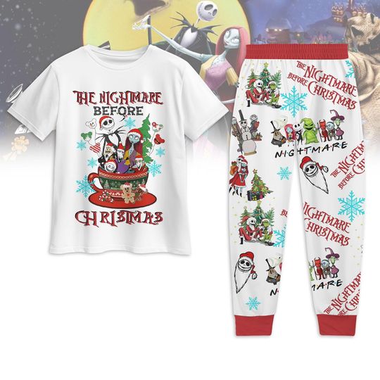 Discover Nightmare Before Christmas Pajamas, Santa Jack Sally Oogie Boogie Xmas Pj Set, Horror Character Tshirt Pants Set, Disney Holidays Pajam